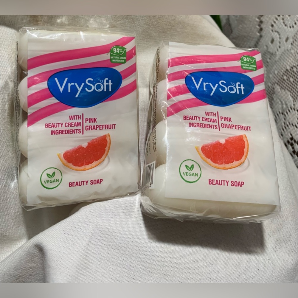 ✨⚡️💥VrySoft Vegan Pink Grapefruit Beauty Soap, 4 Bars - 2 Pack (8 Bars Total)